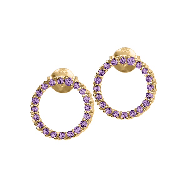 Jacques Lemans SE-O121F Damen Ohrstecker Ohrringe Sterlingsilber vergoldet mit Amethyst